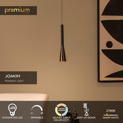 Lucide JOAKIM - Pendant light - Ø 7,7 cm - LED Dim. - CCT - 1x7W 2700K/4000K - Coffee | Premium